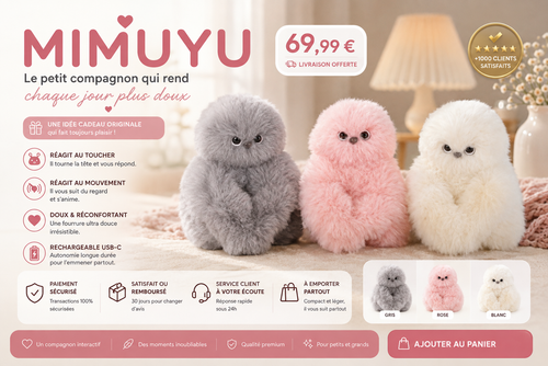 MIMUYU – image marketing avec les trois couleurs gris rose et blanc